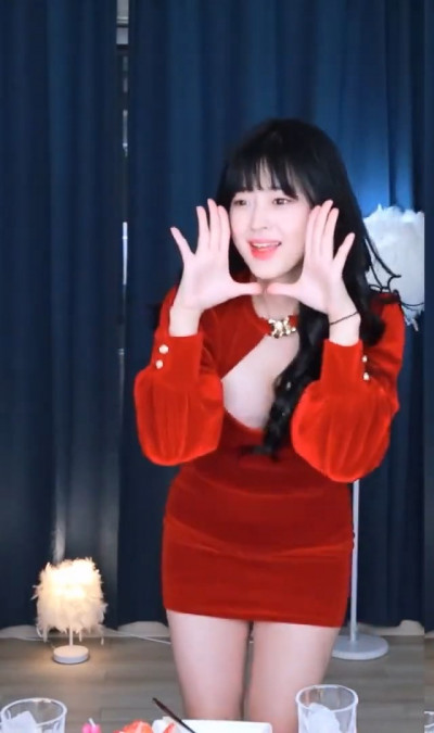 레드벨벳 원피스 입고 춤추는 문월 가슴골